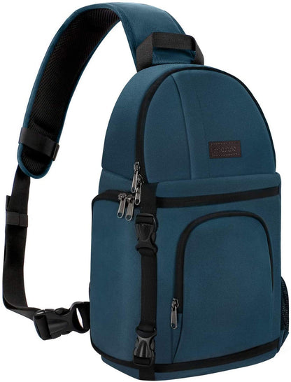 Camera Sling Bag, Dslr/Slr/Mirrorless Camera Backpack Case Shockproof Photography Backpack with Tripod Holder & Removable Modular Inserts Compatible with Canon/Nikon/Sony/Fuji, Deep Teal